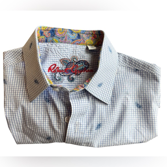 Robert Graham Other - Robert Graham Classic Fit Blue & White Plaid Short Sleeve Shirt Mens Size Medium